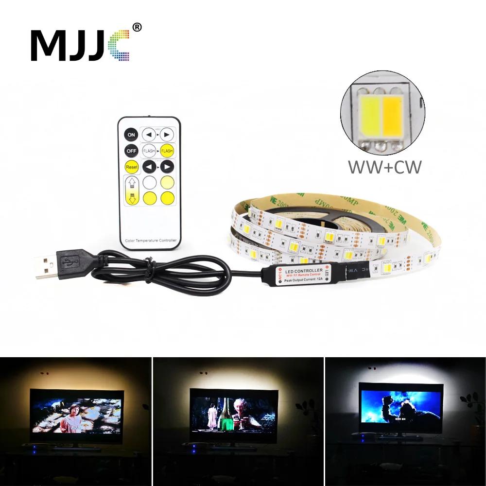 LED Ʈ  CCT 5V USB    LED Ʈ 5050 CW WW RF  Ʈѷ   PC  Tira USB Ʈ TV 